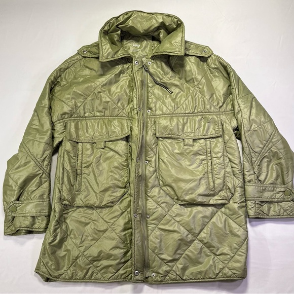 Mango Green Olive Quilted Ultralight Puffer Jacket Coat Packable - Small - Picture 7 of 15